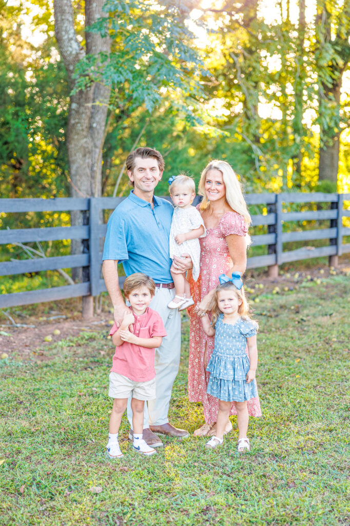 golden hour family session at Sugg Farm
