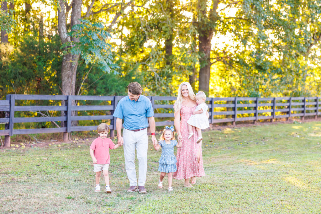 golden hour family session at Sugg Farm