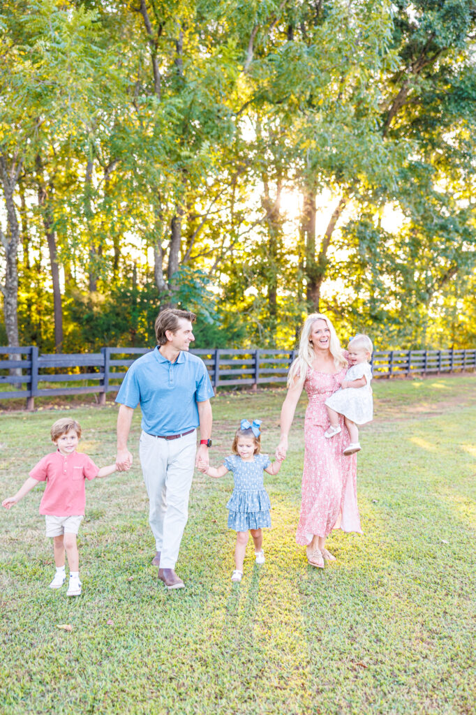 golden hour family session at Sugg Farm