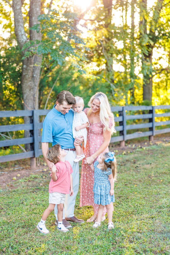 golden hour family session at Sugg Farm