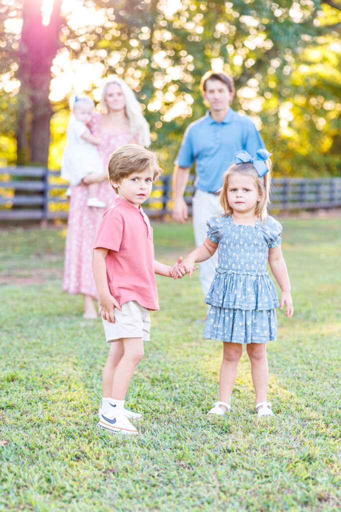 golden hour family session at Sugg Farm