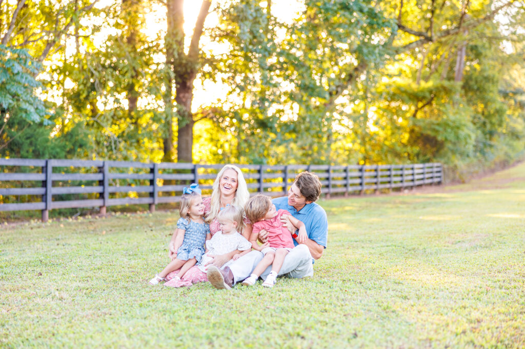 golden hour family session at Sugg Farm