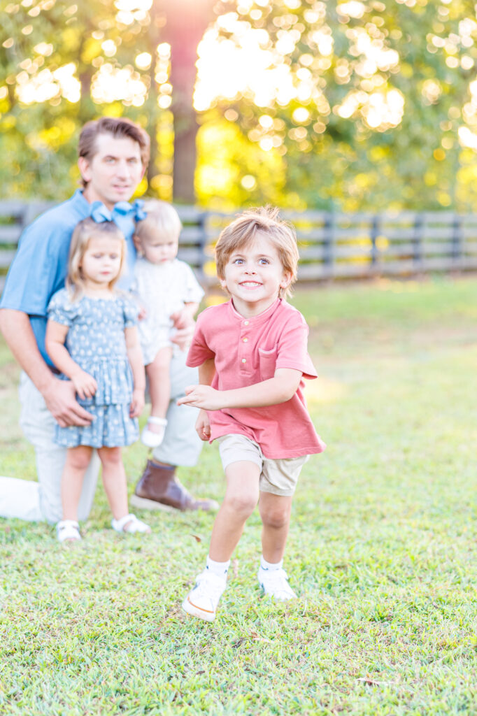 golden hour family session at Sugg Farm