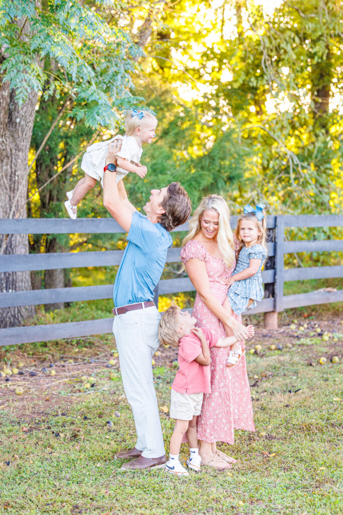 golden hour family session at Sugg Farm