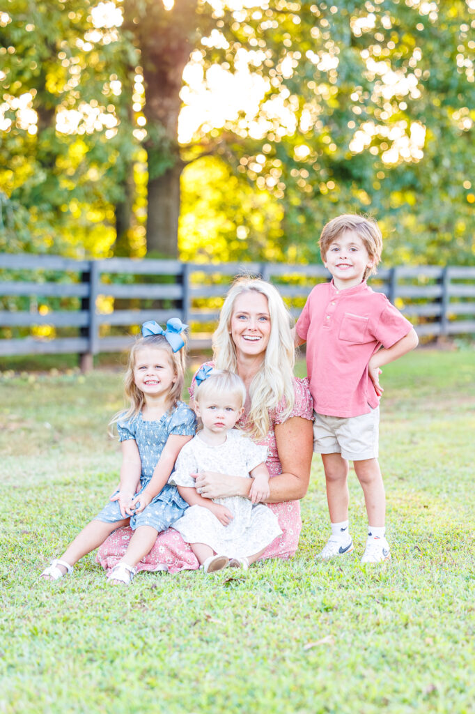 golden hour family session at Sugg Farm