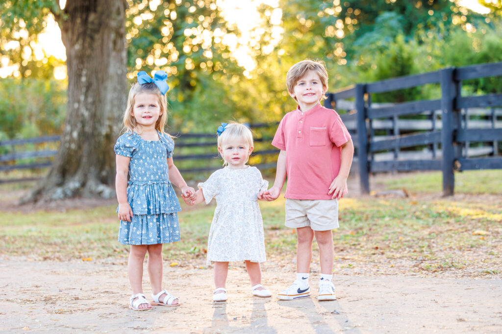 golden hour family session at Sugg Farm