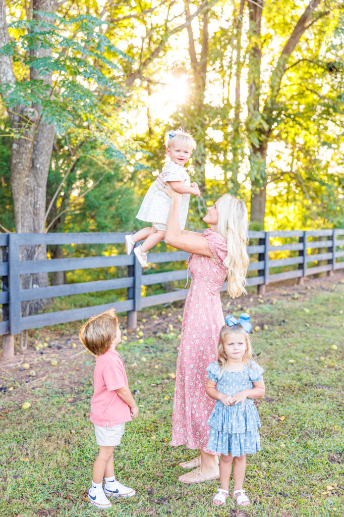 golden hour family session at Sugg Farm