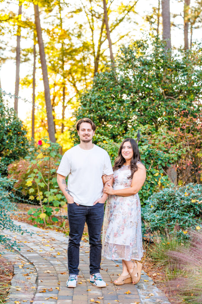 fall engagement session at WRAL Azalea Gardens