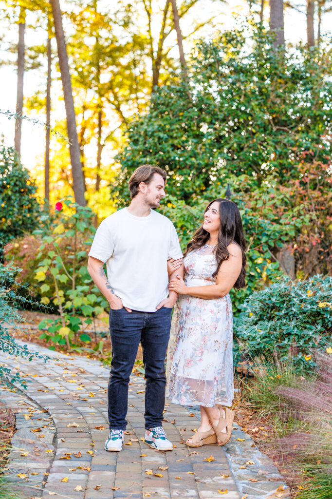fall engagement session at WRAL Azalea Gardens