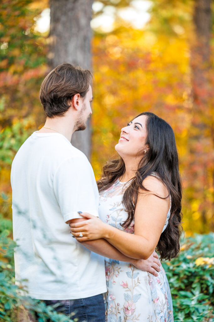 fall engagement session at WRAL Azalea Gardens
