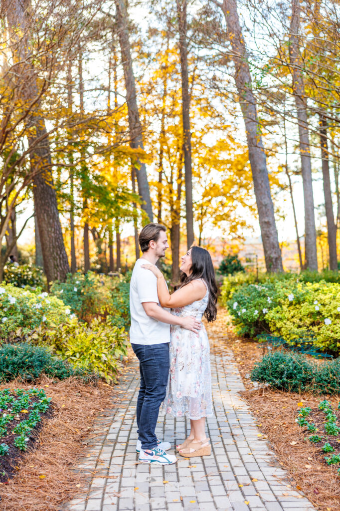 fall engagement session at WRAL Azalea Gardens