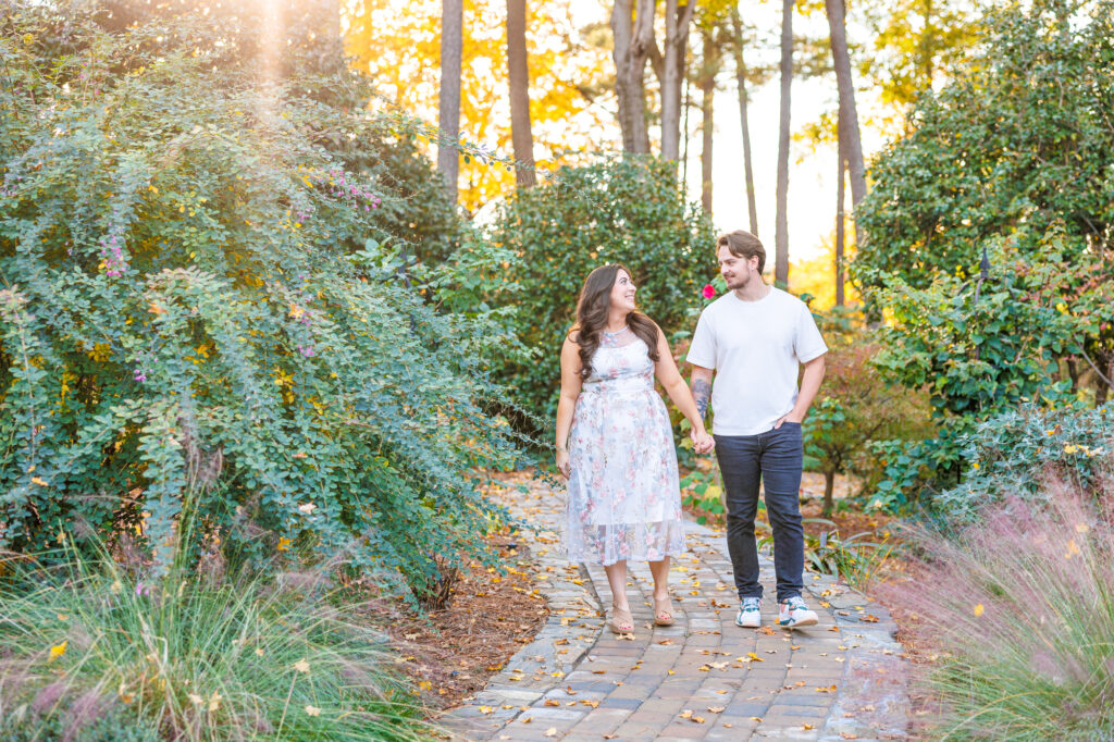 fall engagement session at WRAL Azalea Gardens